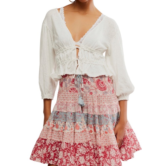Free People Women's Lets Go Linen Cotton Blouse - Picture 1 of 5
